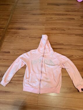 Pink Star Embellished Zip Hoodie Jacket - Women's Men Jackets & Coats